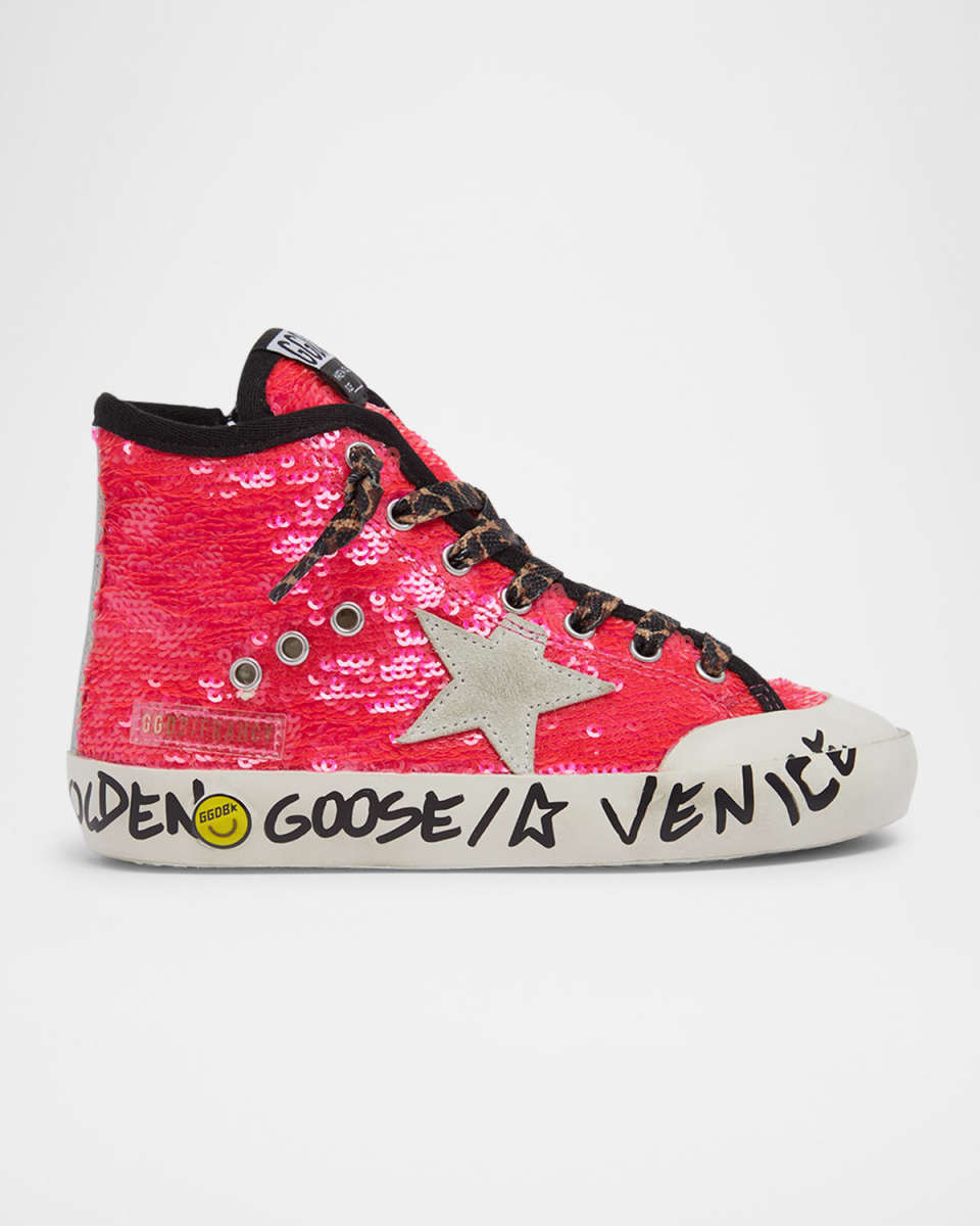 Girl's Francy Penstar Glittered Leather Sneakers,